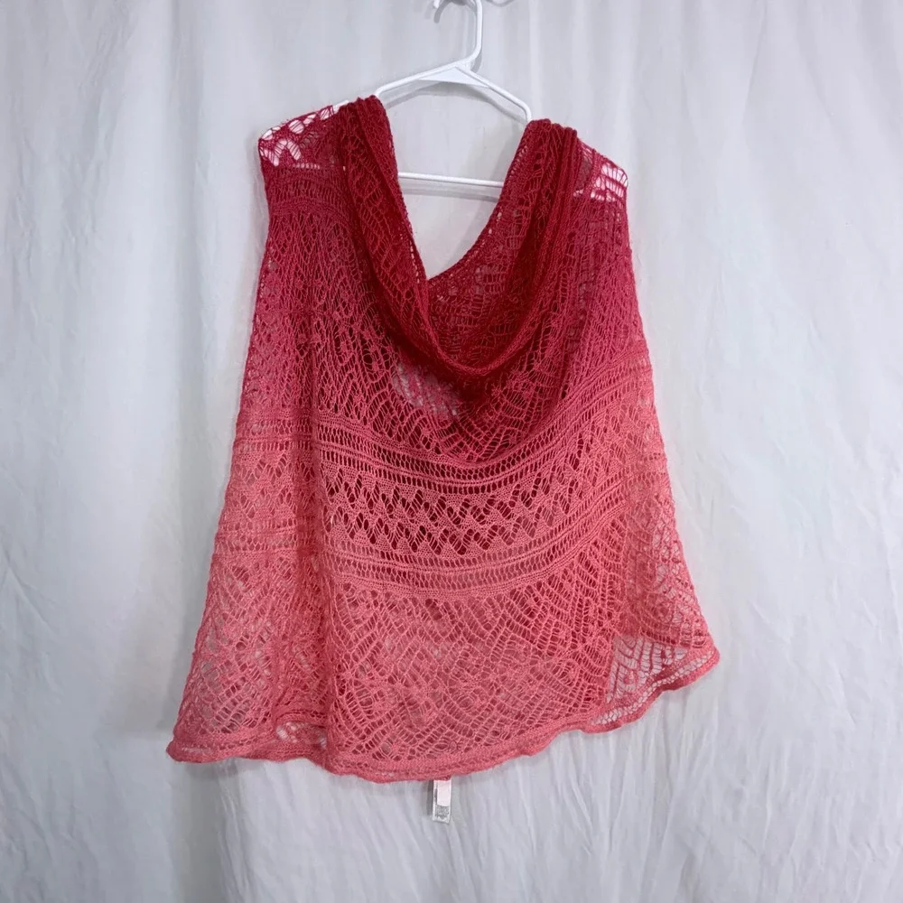 Old Navy Crochet‎ Poncho Top Womens Pink Boho Festival Beach Cover Up